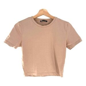 Zara Crop Top - Women's Short Sleeve Crewneck T-Shirt - Casual Basic Tee‎